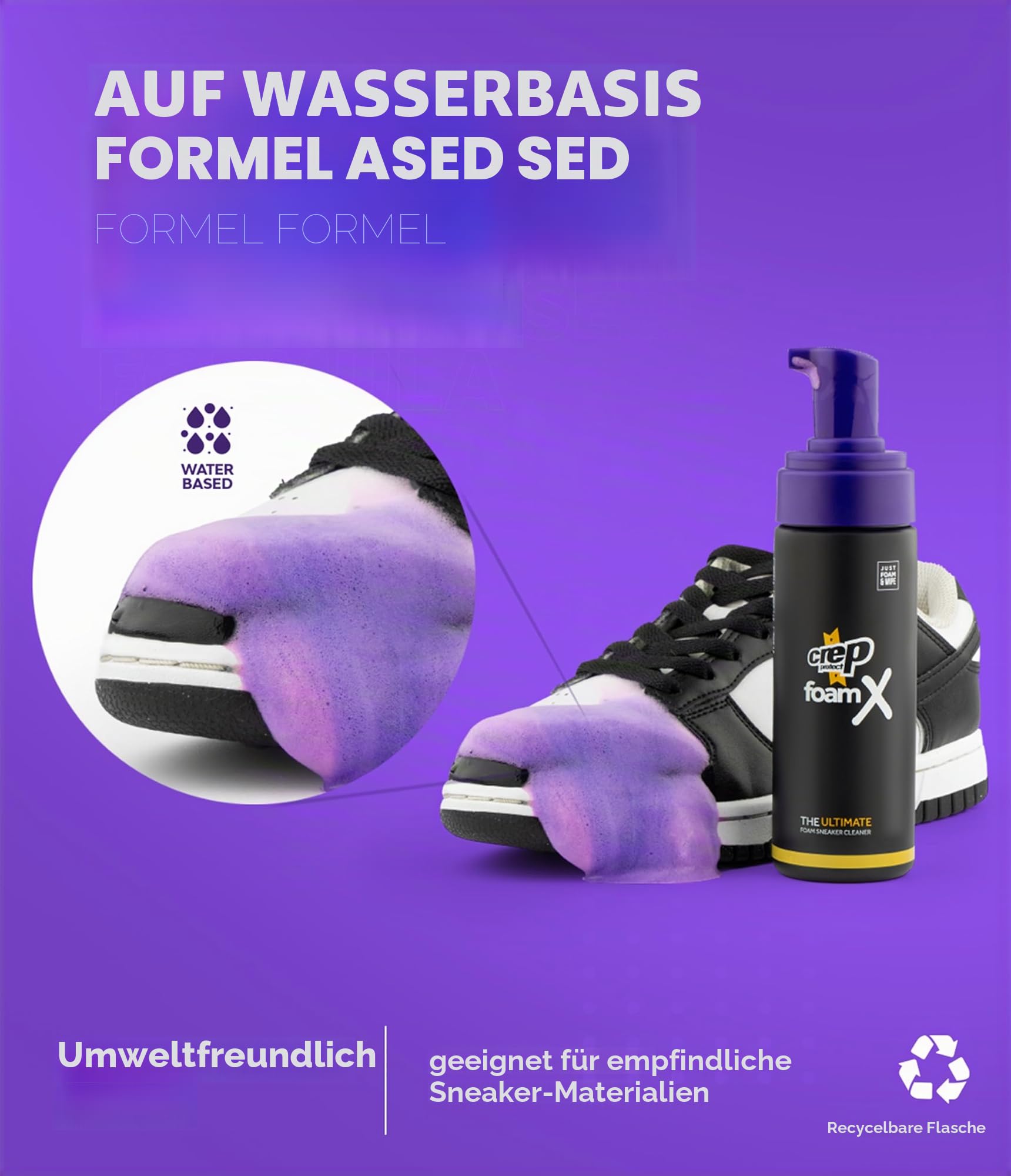 Crep Protect FoamX Schuhreiniger, 150 ml, gebrauchsfertige Formel für Leder, Segeltuch, Nylon-Sneaker