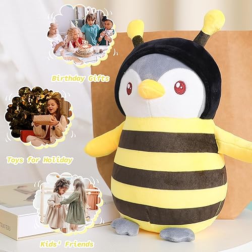 Miniatura 6 de Lindo pingüino de abeja de peluche con traje de abeja, regalos para niños (9.8 pulgadas)