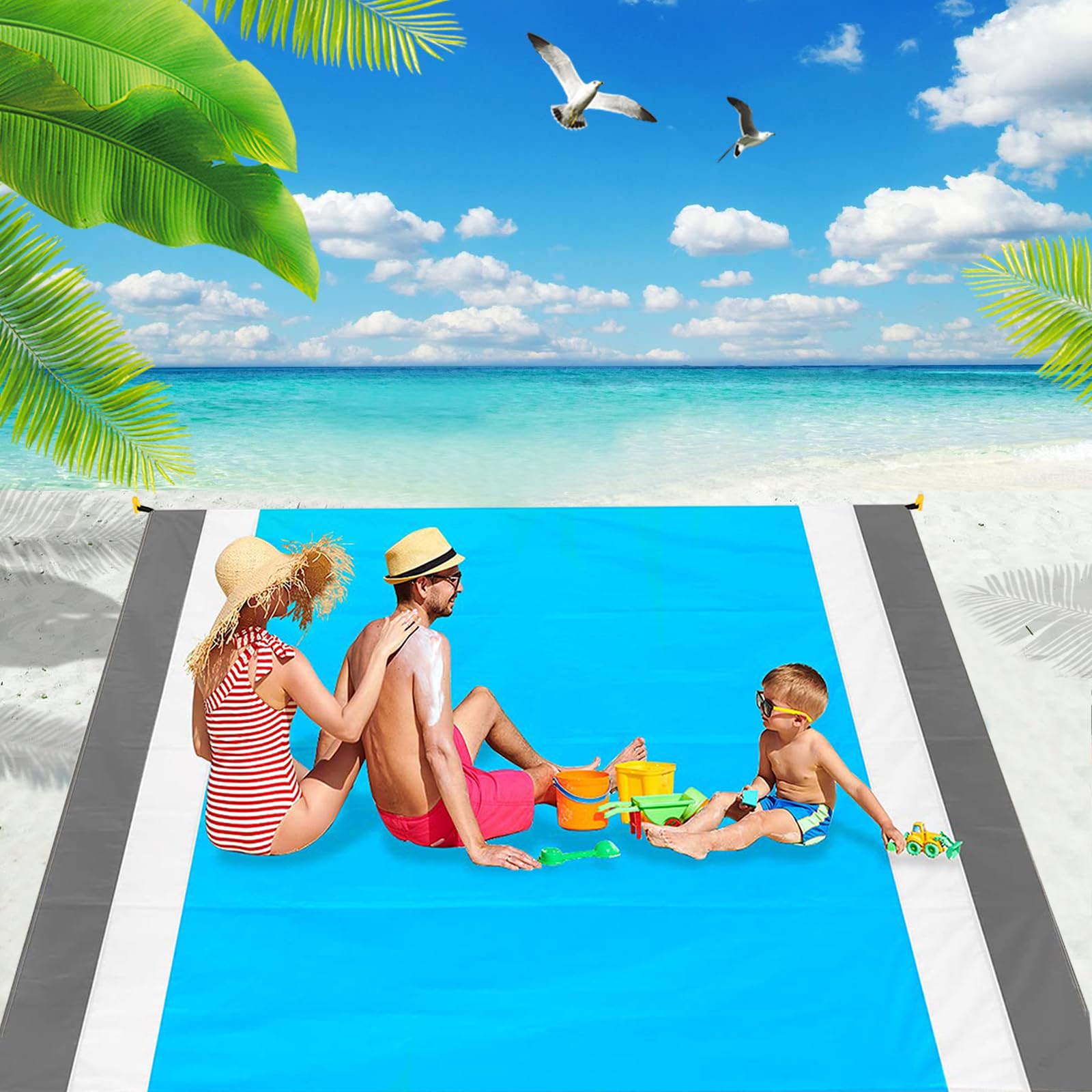 CHWUYI Beach Blanket Mat Waterproof,Large Picnic Blanket 210x200cm Sandproof Picnic Beach Mat for Beach Tent Camping Hiking Picnic (Grey)