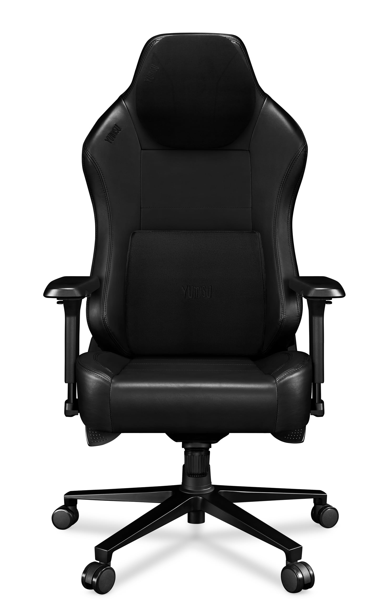 2054F Sedia da ufficio, da gioco, nera - Sedile gaming con cuscini magnetici per collo e lombari - in pelle PU con braccioli 4D - Poltrona con ruote in gomma silenziose 150 kg