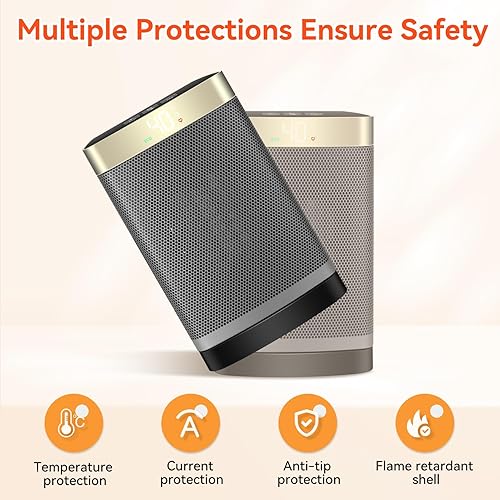 Miniatura 3 de Small Space Heater - Portable Electric Heater with Thermostat & Fan Modes for Home & Office, 50011001500W Adjustable Room Ceramic Heater with Remote