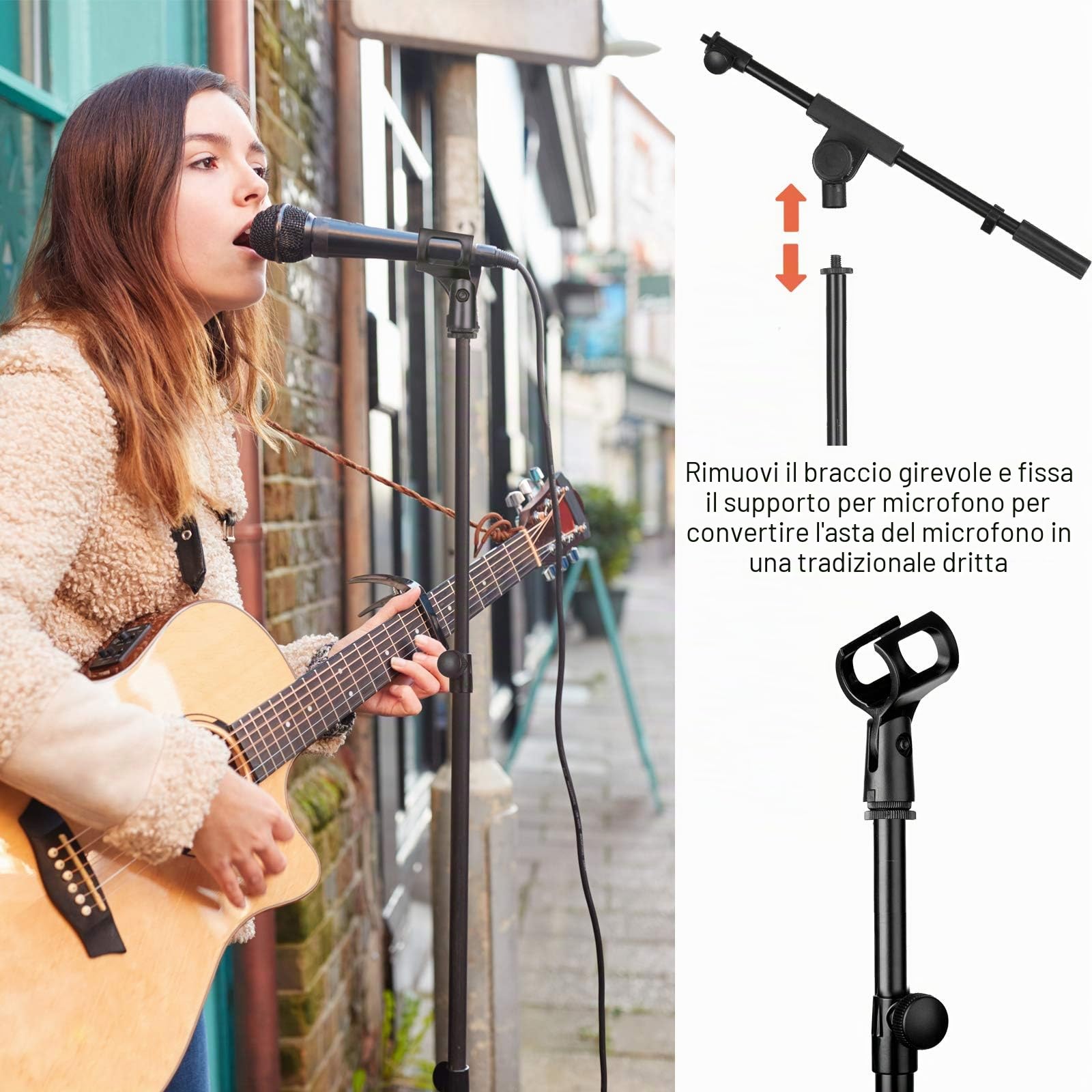 CAHAYA Asta a Giraffa per Microfono con 2 Diversi Clip Supporto per Microfono Treppiede Altezza Regolabile per Concerti Videoconferenze Palchi Matrimoni Modello CY0239