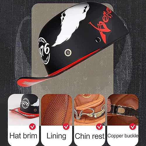 Miniatura 2 de Casco retro de motocicleta para adultos, medio casco para hombres y mujeres, aprobado por DOT, gorra de béisbol para motocicleta, scooter, crucero,