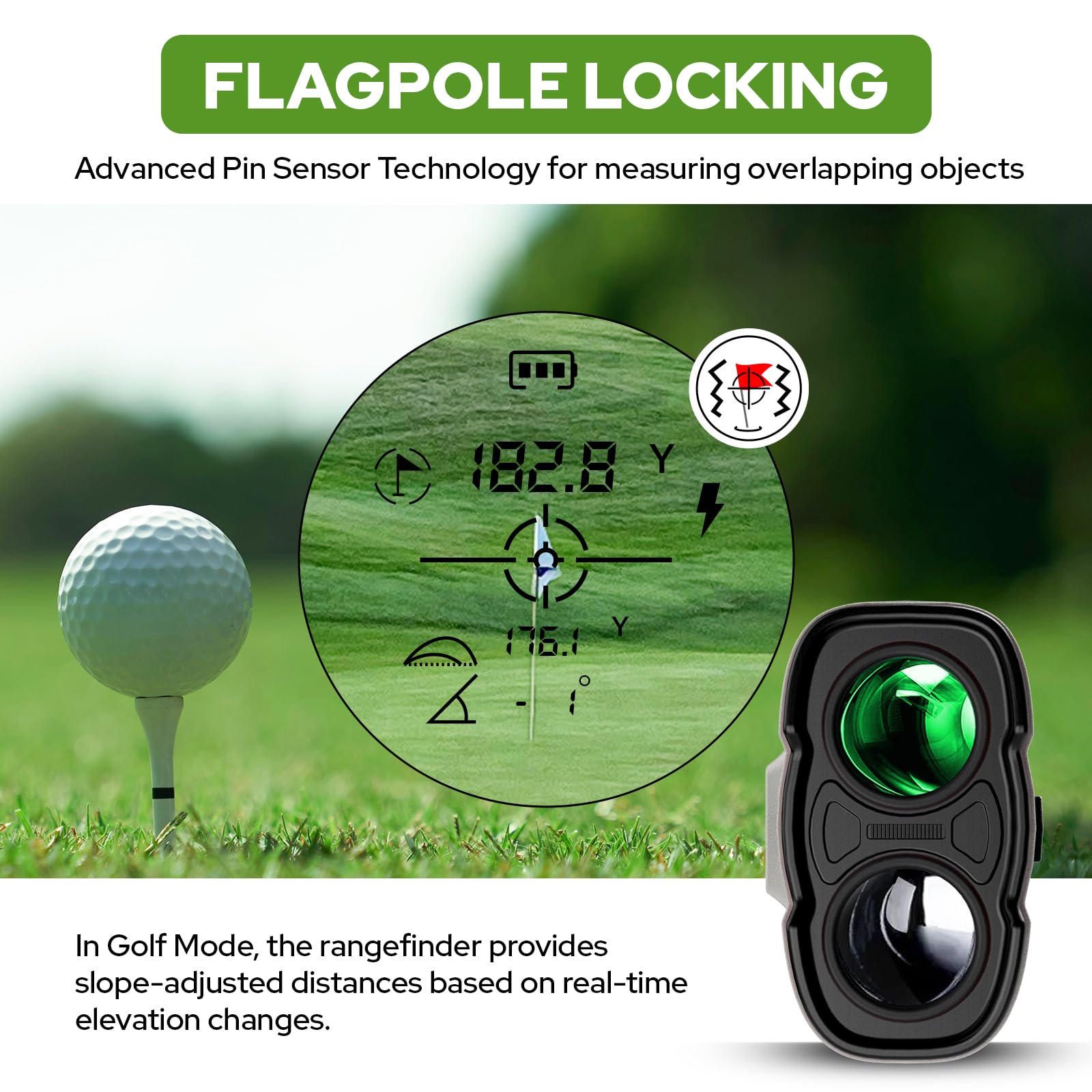 Télémètre de golf avec interrupteur de pente, télémètre laser de 800 m avec vibration de verrouillage du mât de drapeau, grossissement 6x et batterie rechargeable