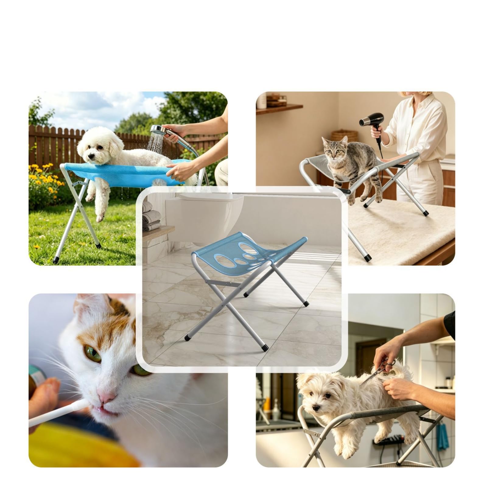 Telaio di Supporto per Toelettatura Supporto per Bagnetto Animali Struttura Stabile in Metallo con Rete Traforata a Drenaggio Rapido E Fascia di, color to 3