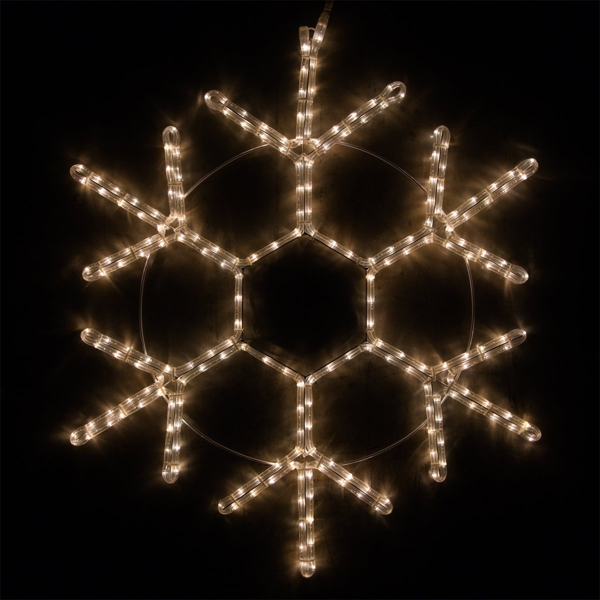 Wintergreen Lighting LED Hanging Snowflake Decorations – Christmas Decoration (12, Warm White Lights)