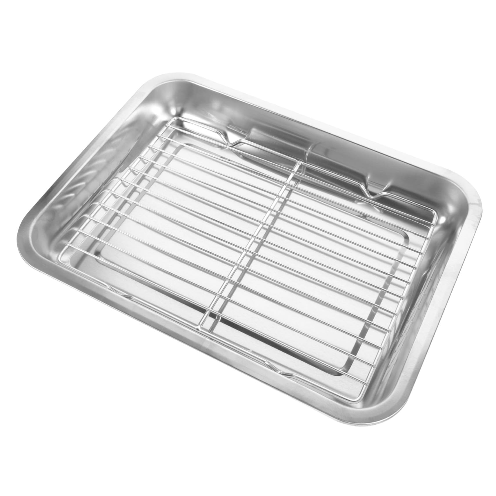 Plateau de service rectangulaire double couche en acier inoxydable pour restaurant et salon de thé