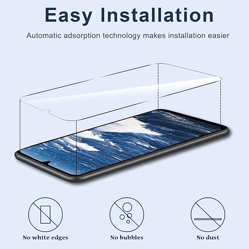 Miniatura 7 de [Paquete de 3+3] Protector de pantalla para Galaxy A13 con protector de lente de cámara, película de vidrio templado HD, dureza 9H, antiarañazos,
