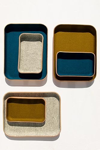 Miniatura 4 de Graf Lantz Classic Kawabon Catch All Tray - Bandeja de cuero esculpido y lana merina, absorbe el agua, resistente a las manchas, color negro