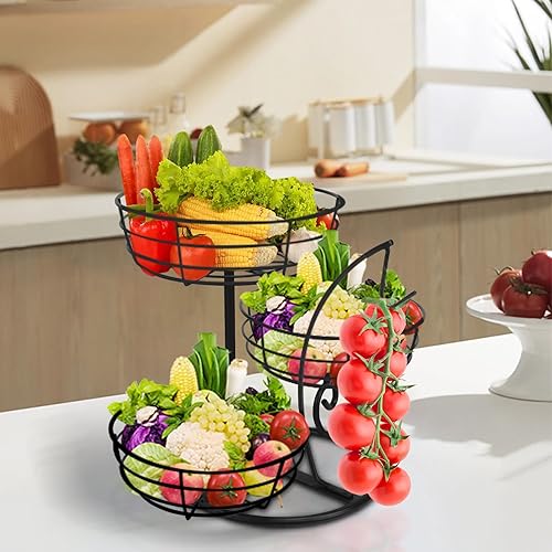 Miniatura 8 de Cesta de frutas con colgador de plátano, cesta de almacenamiento de frutas y verduras con soporte para árbol de plátano para encimera de cocina,