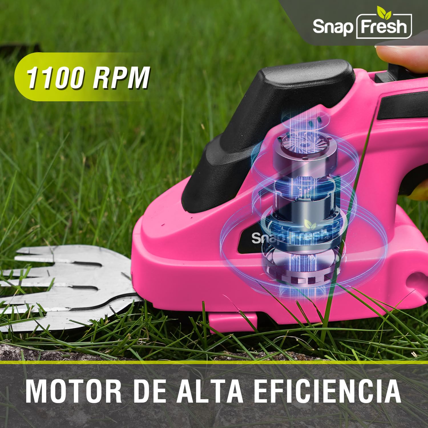 SnapFresh - Batería eléctrica con minicortadores inalámbricos de 7,2 V, Tijeras para Esculpir, setos 2 en 1 y Cargador, Longitud de Hoja: 14 cm (arbustos) / 8 cm(Rosa)