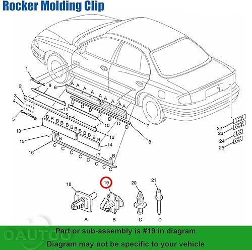 Miniatura 3 de OAUTOO 25 piezas de clip de moldeo de panel basculante y puerta para GM 10287547 para Buick Century Regal, Pontiac Grand Prix 1995-2004