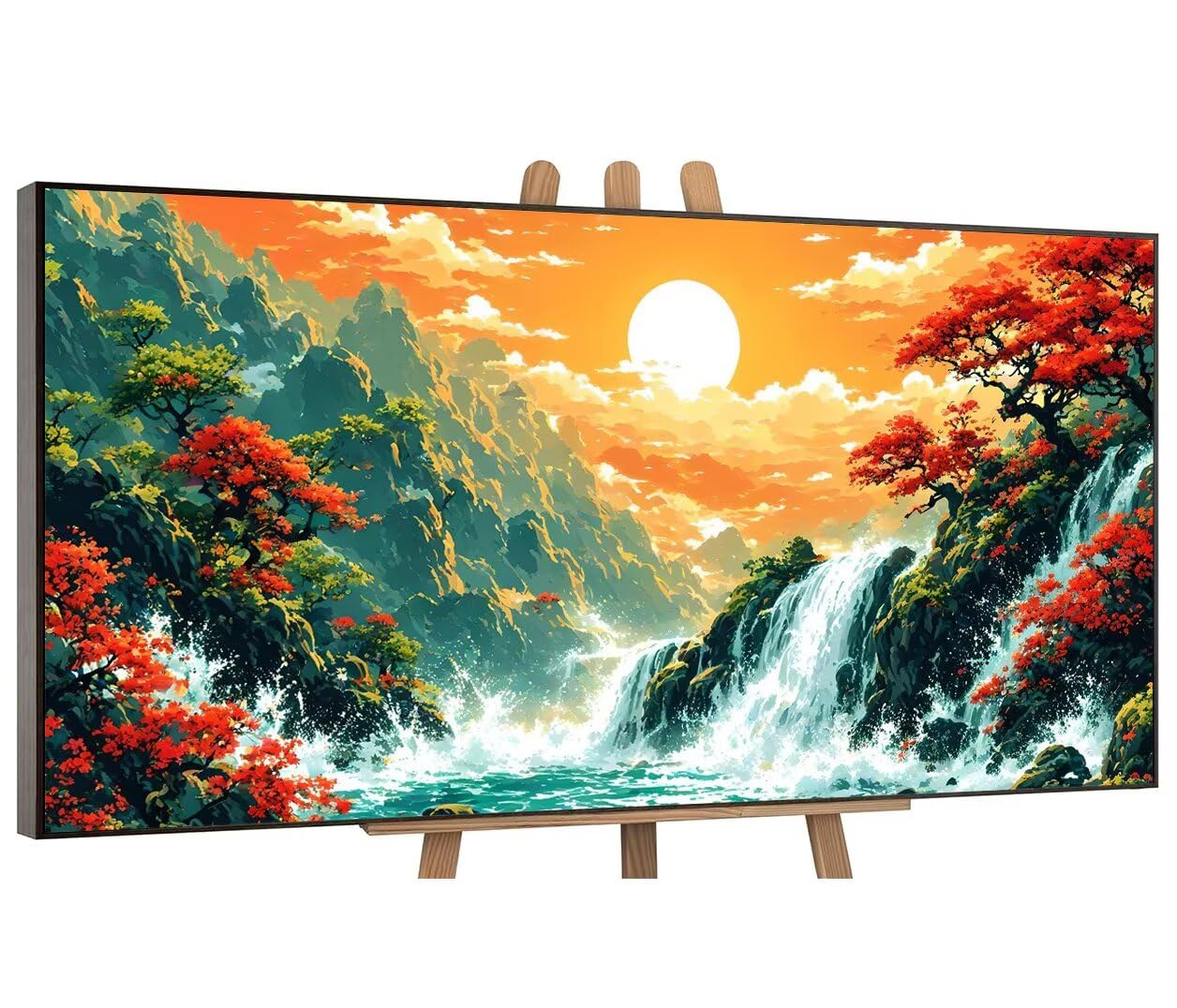 Paint by Numbers Kit for Adults - Waterfall Scenery Paint by Number Kits on Canvas for Beginners, DIY Acrylic Watercolor Oil Number Painting Kits Home Wall Decor Gift 40x80in (Without Frame) u-511