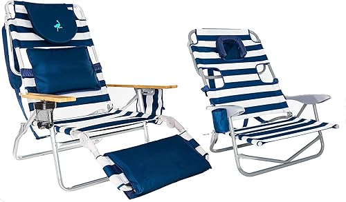 Ostrich Silla deportiva acolchada 3 en 1 portátil de lujo con 5 posiciones y reposapiés y sillón reclinable para acampar al aire libre con 5