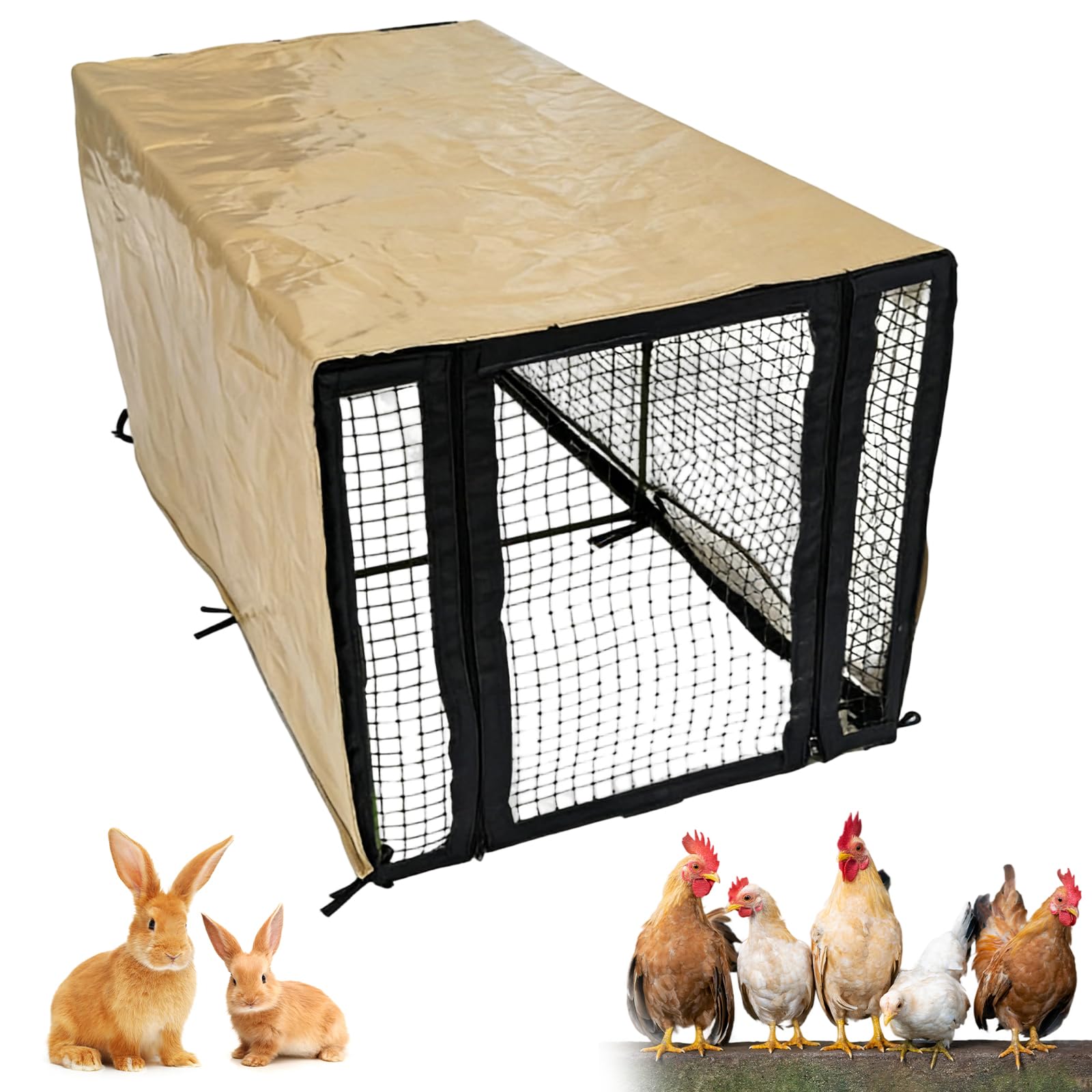 Recinto mobile per piccoli animali, recinto multifunzione per conigli, con copertura impermeabile in PE, pollaio con doppia porta con cerniera, protezione solare per criceti, conigli, porcellini