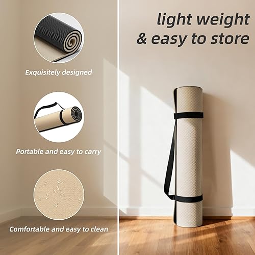 Miniatura 4 de Esterilla de yoga grande de 2.953 x 1.575 x 0.394 in (25 pulgadas), extra gruesa y ancha, TPE respetuosa con el medio ambiente, alfombrilla de