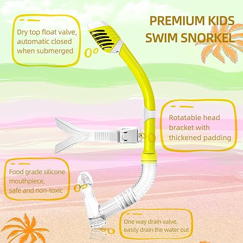 Miniatura 3 de Uniswim Snorkel infantil para nadar con función de rotación para niños y niñas, entrenamiento de niños, natación, buceo frontal, buceo
