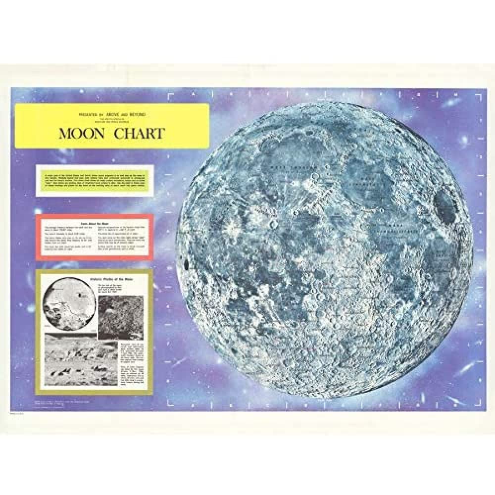 Artery8 Map Hammond 1966 Moon Chart Space Lunar Diagram Unframed Wall Art Print Poster Home Decor Premium