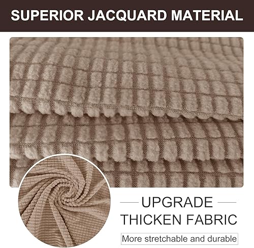 Miniatura 4 de U-NICE HOME Fundas para sillas reclinables, 4 piezas, fundas para sillas de jacquard elásticas (reclinable, camello)