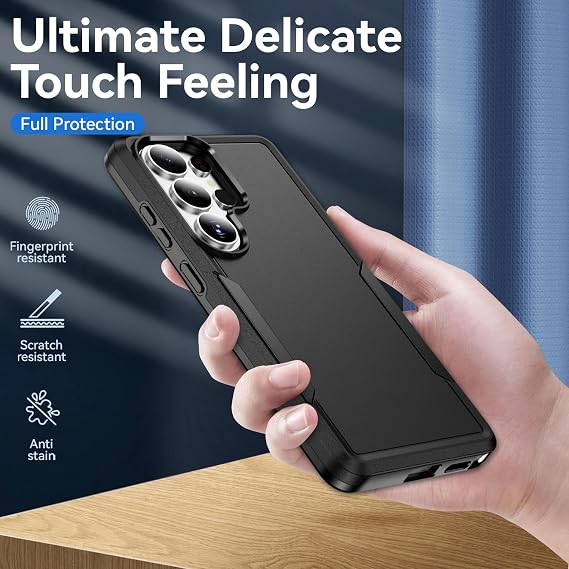 Samsung Galaxy S26 Ultra用スクリーンプロテクター付きケース、スリムフィットバンパーハイブリッドヘビーデューティー耐衝撃頑丈な保護ディフェンダーバックカバー保護フォンケースSamsung S26 Ultra用ブラック