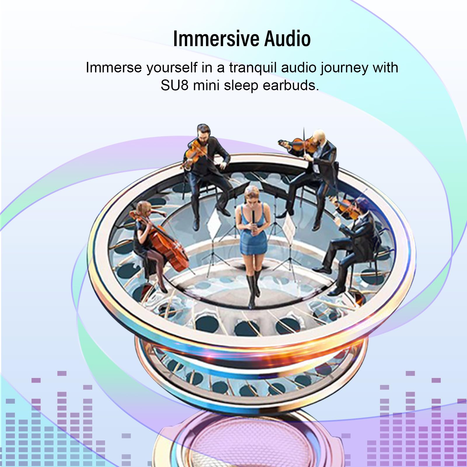 Auriculares para dormir Bluetooth de 5.4 pulgadas, ligeros, diseño pequeño para dormir de lado, tiempo de reproducción de 47 horas con funda de carga, auriculares de llamadas claras, azul
