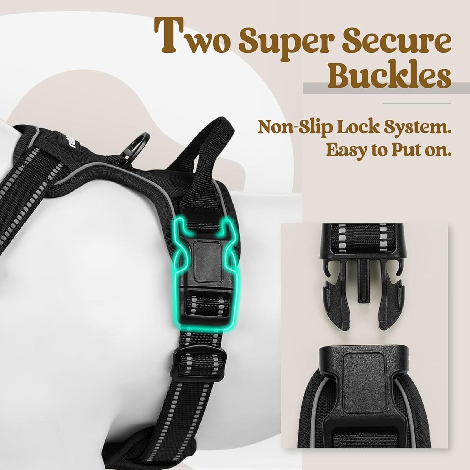 Pettorina Per Cani Anti-Strappo Con 2 Clip Per Guinzaglio, Regolabile, Morbida E Imbottita, Gilet Riflettente Oxford Anti-Strangolamento Per Animali Domestici Con Maniglia Di Facile Controllo,H,L