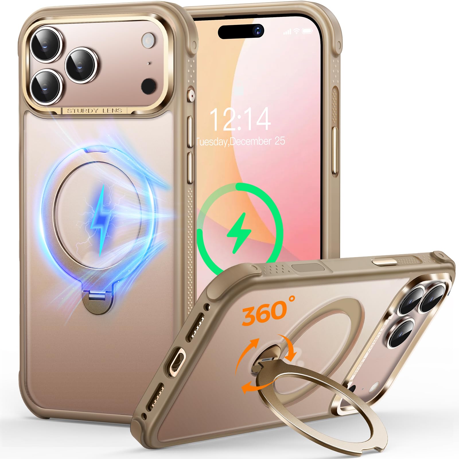 Custodia Per IPhone 14 Pro Max (6.7") Trasparente Antiurto, Con Magneti MagSafe, Grigio - Pulsanti Metallo, Protezione 360° - 2