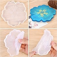 Vista 5 de CCOZN 4 PCS Flower Silicone Coaster Molds for Epoxy Resin - Agate Cup Mat Mold for Resin Casting - DIY Craft Making