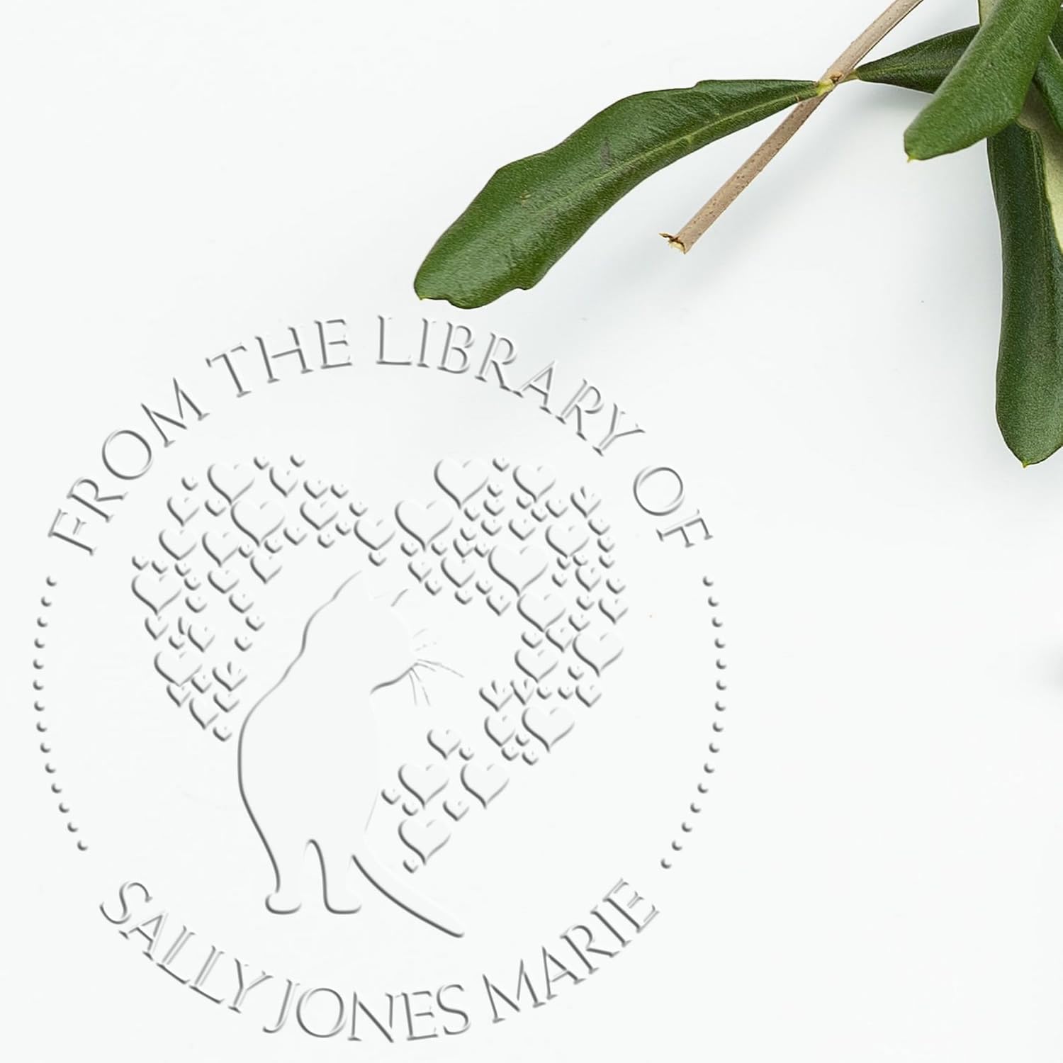 Custom Reader Paper Embosser, Soft Lovely Cat Design, Easy-to-Use Personalized Name Inscription Embossing Seal, Ideal for Book Aficionados, Unique Customizable Gift, 1-5/8 Round Imprint