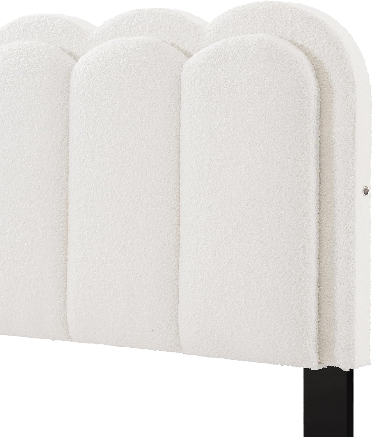 Christopher Knight Home Lattie Lambswool Upholstered Queen Size Bed Frame with Light, Modern Bed Frame Queen Size with Headboard, Wooden Slats, Easy Assembly, No Box Spring Needed, White
