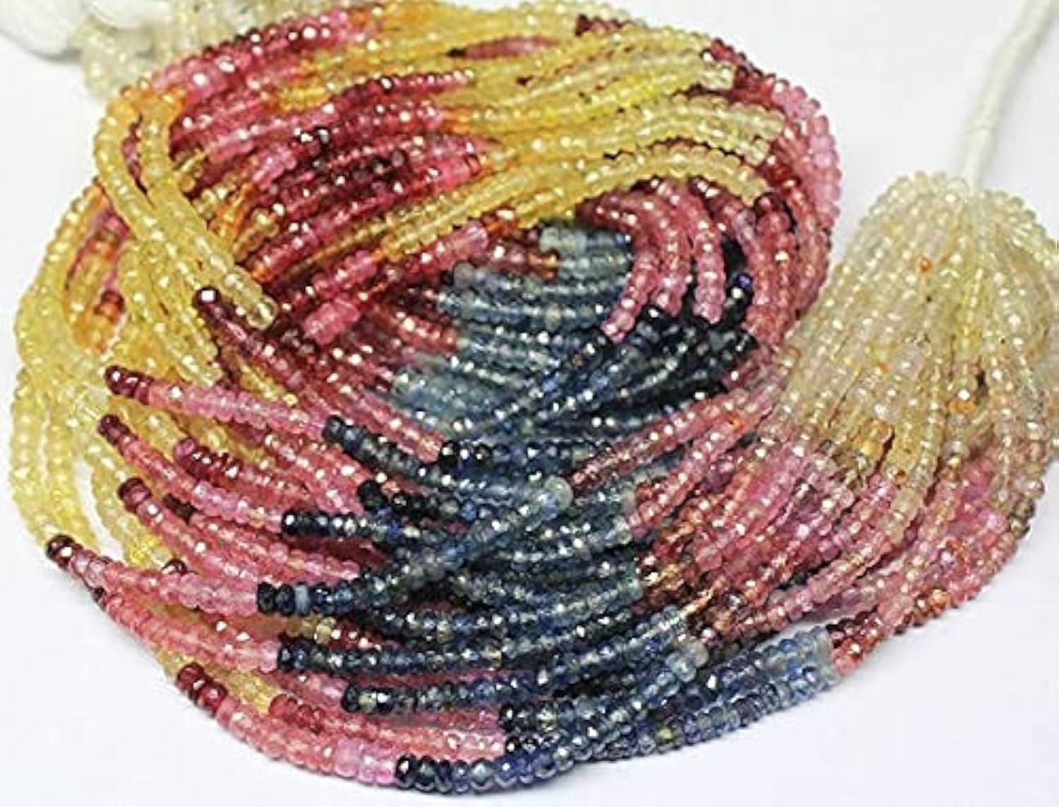 Perles saphir multicolore rondelles facettées 4mm gemmes naturelles pour création bijoux DIY