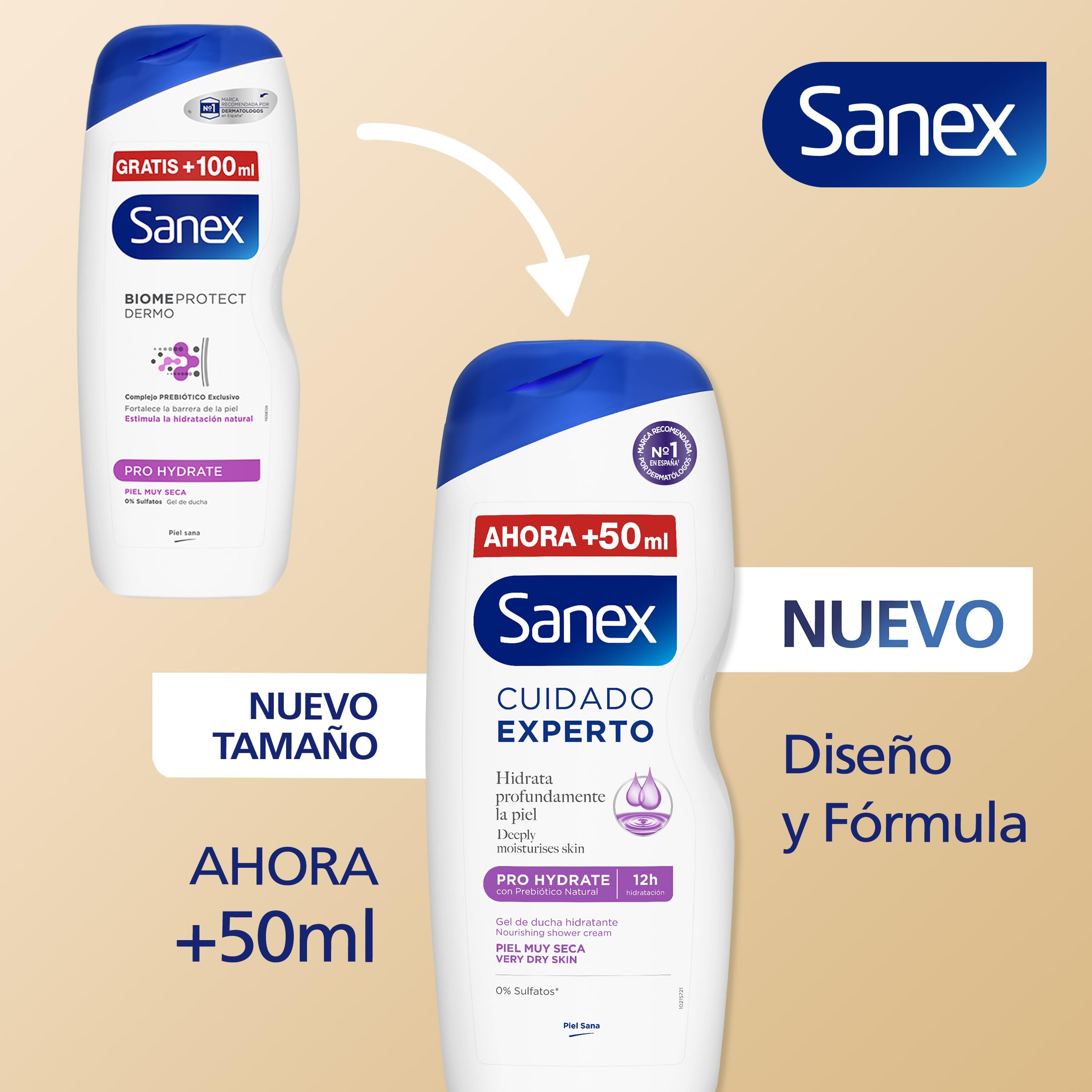 Sanex Expert Care Pro Hydrate żel pod prysznic, opakowanie 12 sztuk x 600 ml, żel do kąpieli dla bardzo suchej skóry, delikatnie oczyszcza, nawilża i zmiękcza skórę, kompleks prebiotyczny i