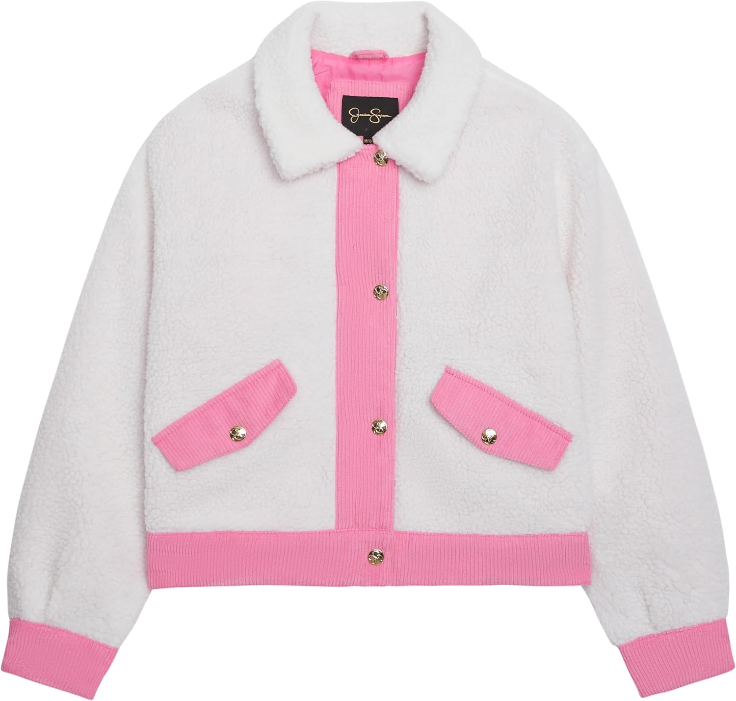 Jessica Simpson Girls' Sherpa Trucker Jacket with Corduroy Trim