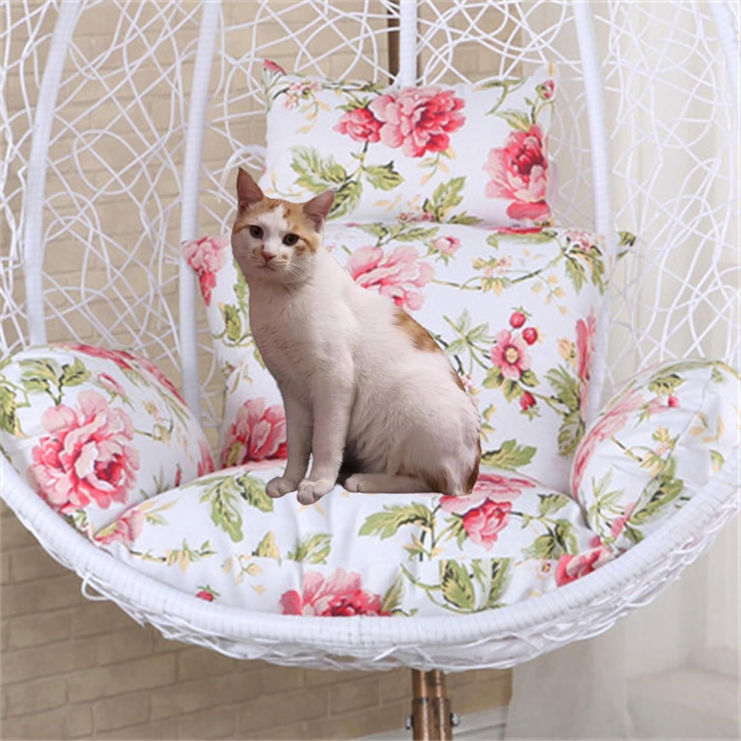 Egg Chair Cushion, Soft and Comfortable Hanging Basket Chair Cushion, Outdoor Recreation Egg Swing Chair Cushion(Peony Pollen)