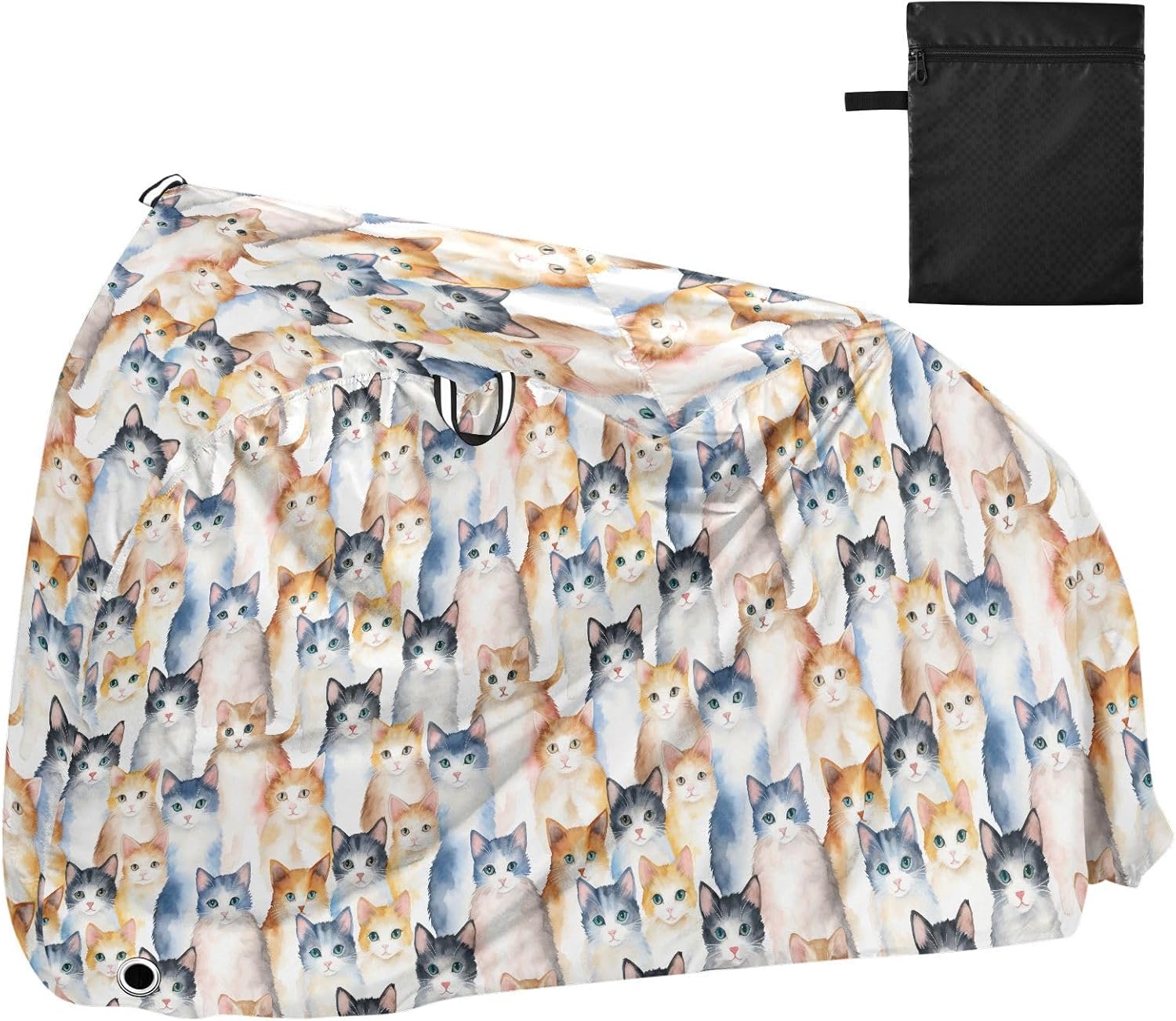 ALAZA Cat Cute Kitten Bike Cover Waterproof Outdoor Ebike Bicycle Covers Tarp Protection for 1/2 Bikes, Sun UV Dust Wind Proof