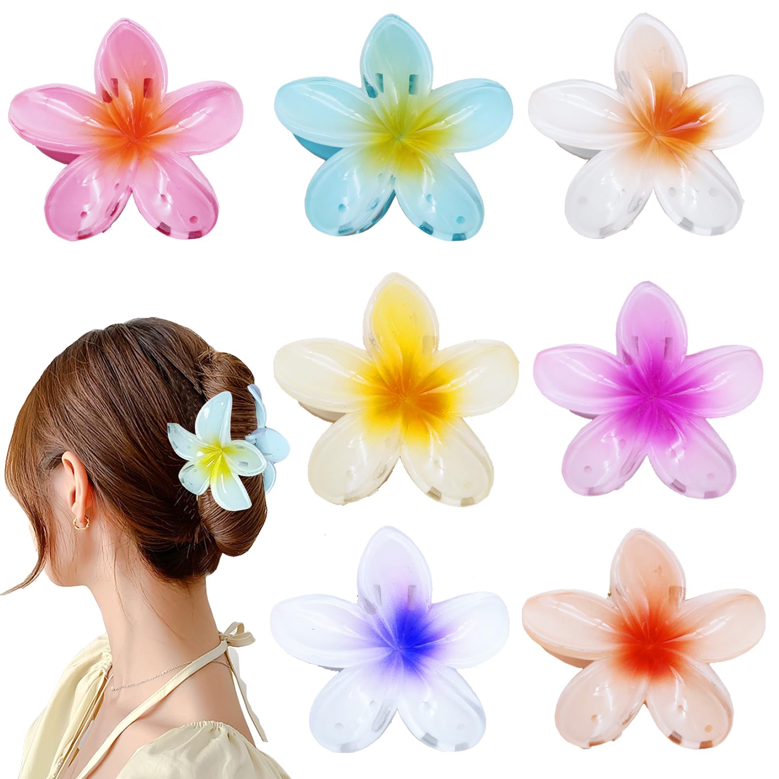 7 PCS Pinza Pelo Flor, Flower Hair Clips For Wome, Hawaii Flower Hair Clips, Pinzas Coloridas El Cabello, Antideslizantes Pinzas De Pelo, Para Niñas Cabello Grueso, Cabello Fino, Para Diario, Fiest