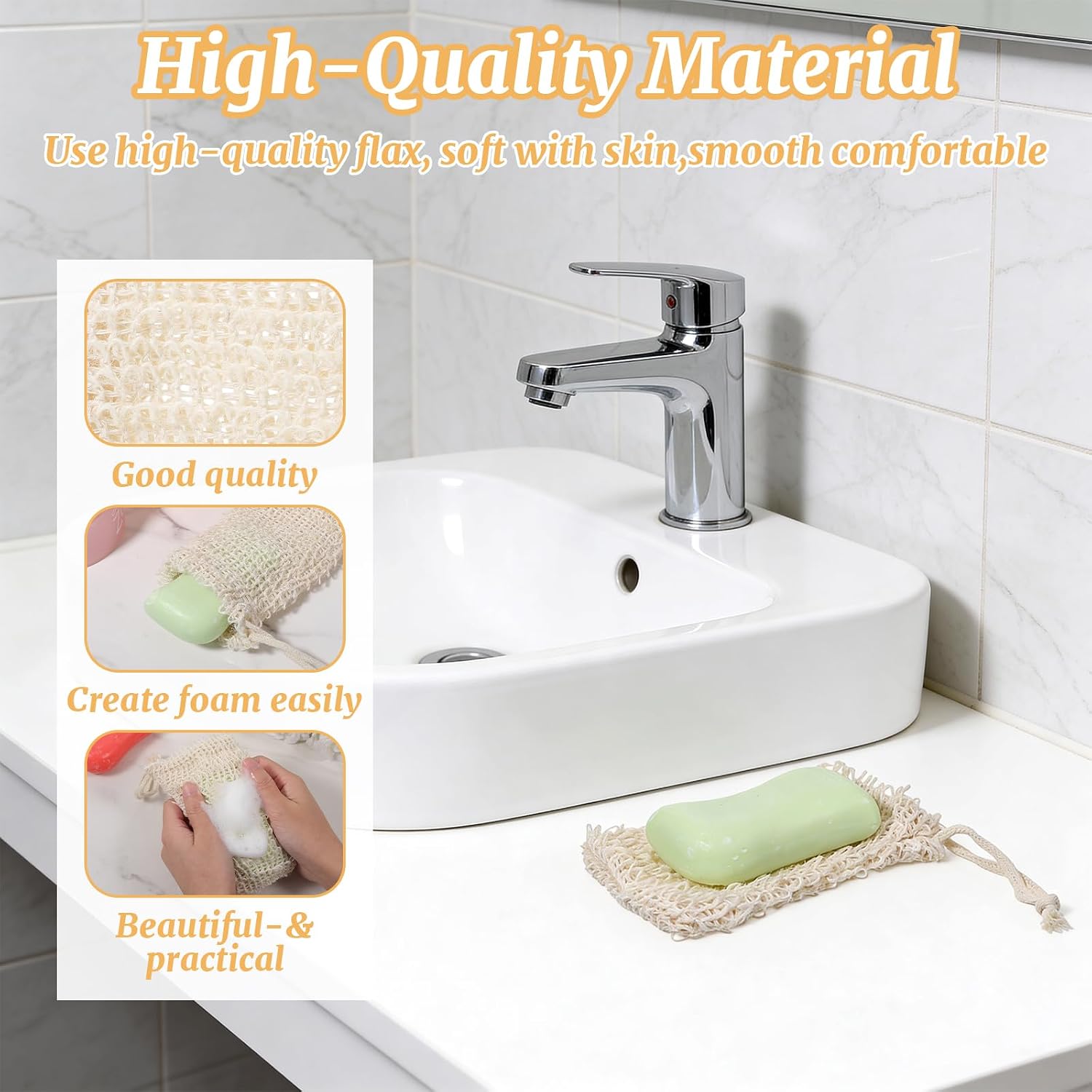 100PCS Sisal Soap Saver Bags, Natural Sisal Soap Exfoliating Bag with Drawstring, Reusable Mesh Foaming Soaps Pouch for Bath & Shower, Soaps Holder Drying Bag Savers