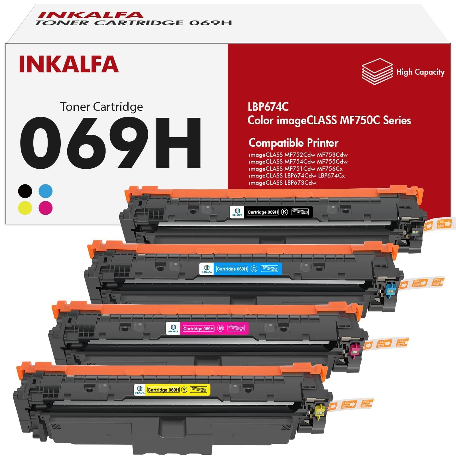 069H 069 MF754Cdw MF752Cdw Compatibile per Canon 069H Cartuccia Toner | i-Sensys MF754Cdw LBP673Cdw MF753Cdw LBP674Cx LBP674Cdw MF751Cdw MF755Cdw MF756Cx Nero Ciano Giallo Magenta