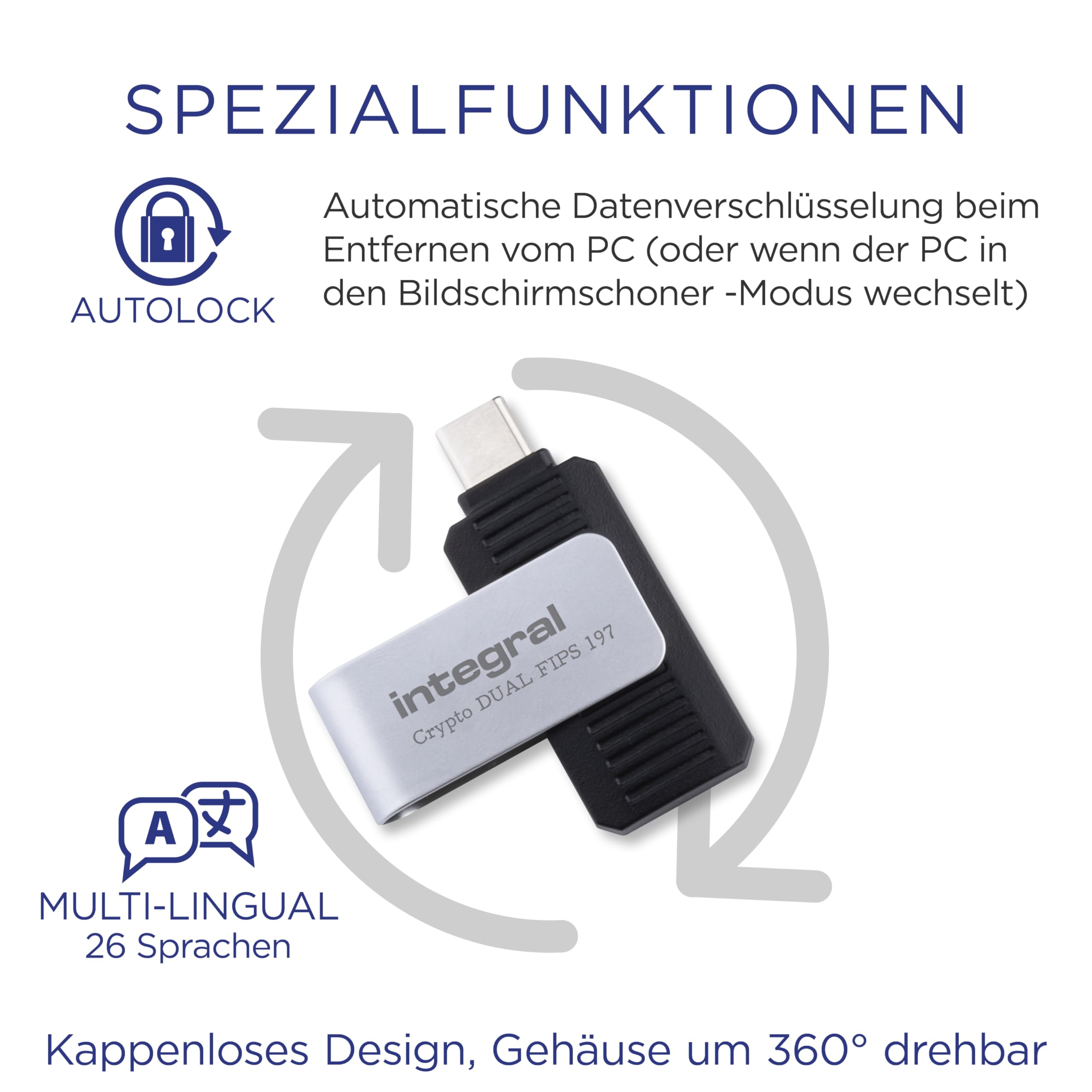 Amazon.com: Integral 16GB Crypto-C Dual Encrypted USB Flash Memory Drive,  AES-XTS 256-Bit Hardware Encrypted USB 3.2 with Secure Dual Password -  Certified to FIPS 197, Compatible with Mac, MacBook, PC, Laptop :