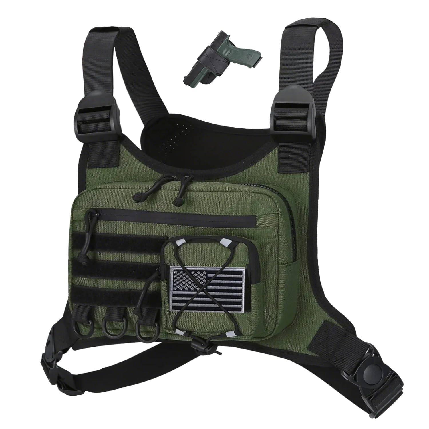 Outdoor Sports Chest Bag for Men, Chest Vest Holster Fits Most Pistols, EDC Travel Chest Pack for Running, Hiking