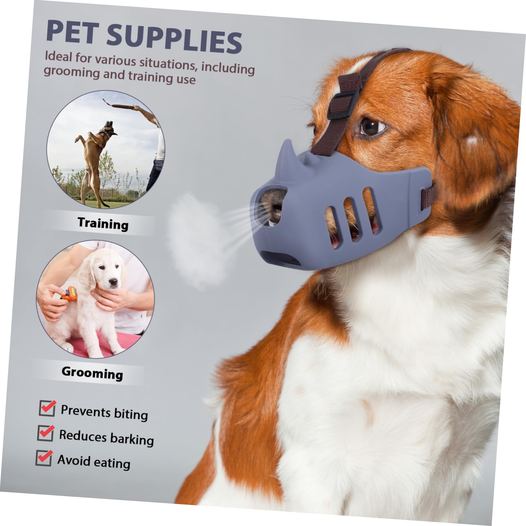 Toyvian Lot de 3 Muselières pour Chiens en Silicone, Anti-Morsure et Anti-aboiement, Ajustables, Confortables, pour Chiens Moyens et Grands