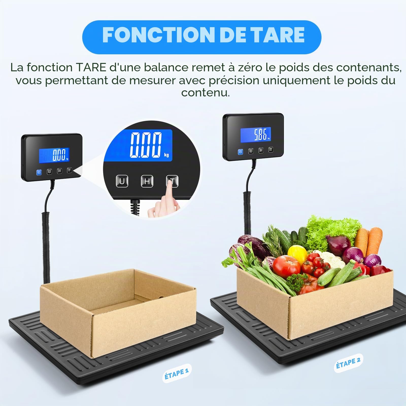 Balance Colis Numérique 300kg, Balance Postale Précise avec Fonction Tare, Grand Plateau et Écran LCD, Idéale pour Petites Entreprises, Précision Pèse Colis, Balance d'Expédition Robuste