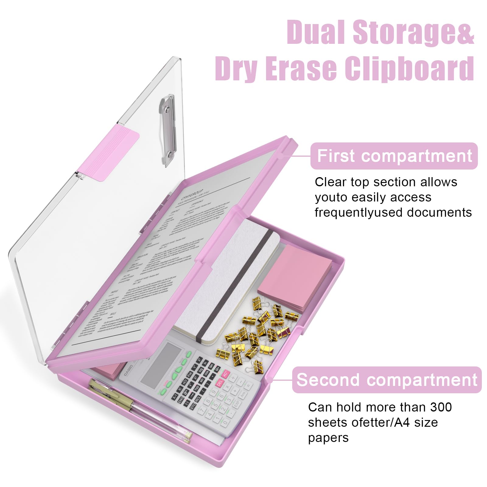 Hnogri Clipboard with Storage, Folder Nursing Clipboards Side Opening, Heavy Duty Clipboard with Dual Compartment Storage Box - Image 4