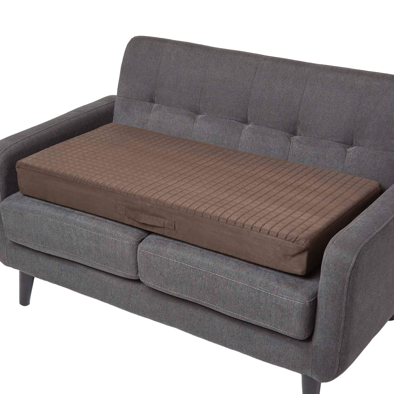 HOMESCAPES Coussin d’Assise pour canapé 2 Places, Coussin rehausseur déhoussable en suédine, Chocolat, 100 x 50 x 10 cm