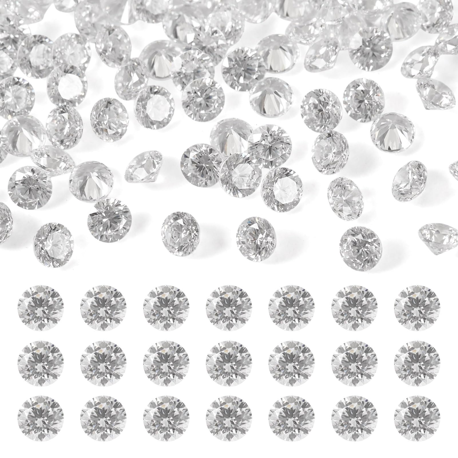 Cheriswelry 300pcs Clear Cubic Zirconia Cabochons 2mm Faceted Crystal CZ Stone Rhinestones Crystal Diamond Embellishments for Jewelry Making DIY Crafts