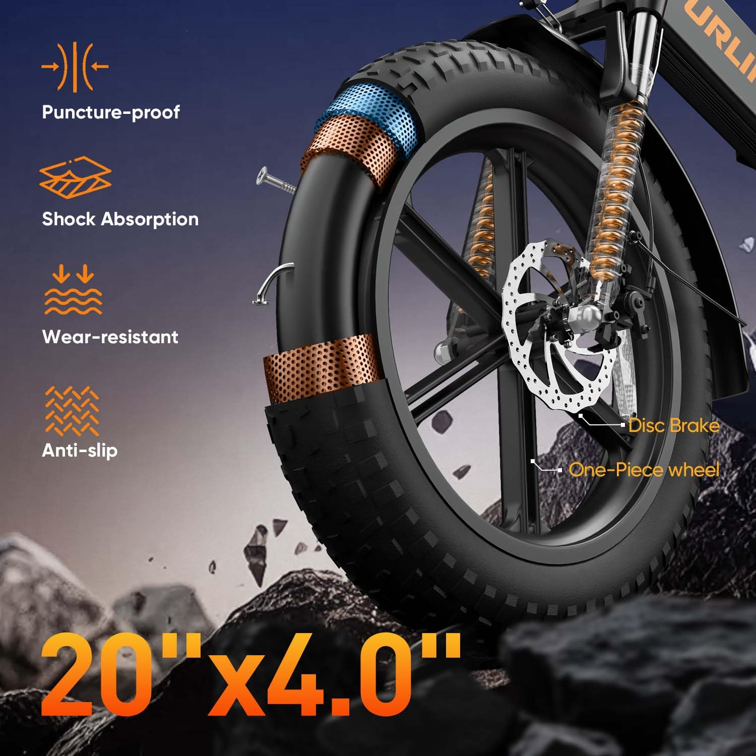 URLIFE Bici Elettrica Pieghevole, 20 * 4" Fat Tire E BIKE Batteria Rimovibile da 48V 13AH, Bicicletta Elettrica Sospensione Completa, 7 Velocità ebike da per Ogni Terreno