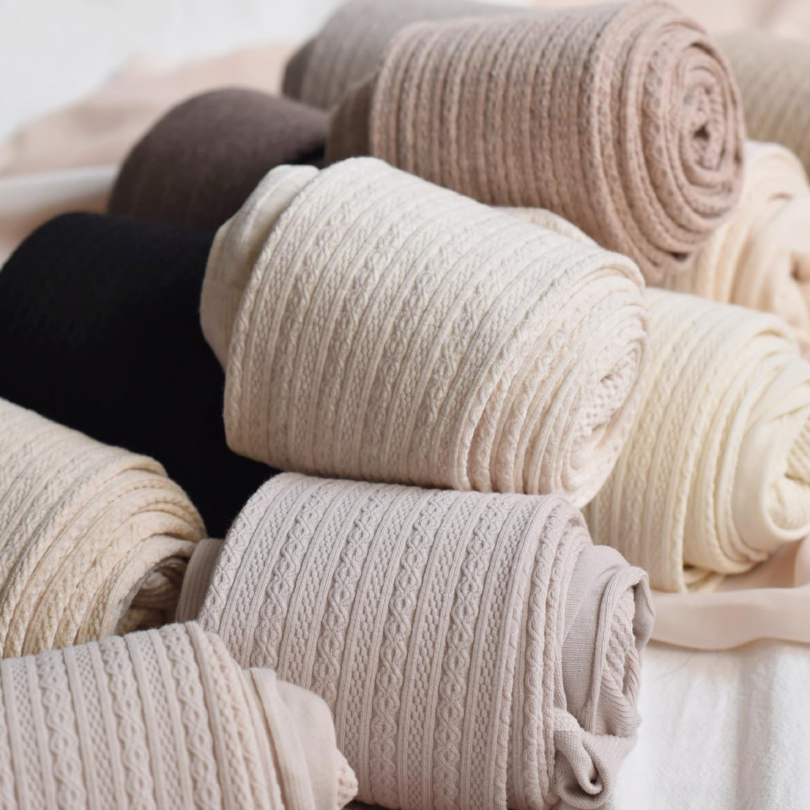 Verdickte Baumwoll Leggings, hochelastische Winter Strumpfhose, Zopfmuster, strukturiertes Design, weiche, warme Thermo Strumpfhose für Damen, dicke Baumwoll Thermo