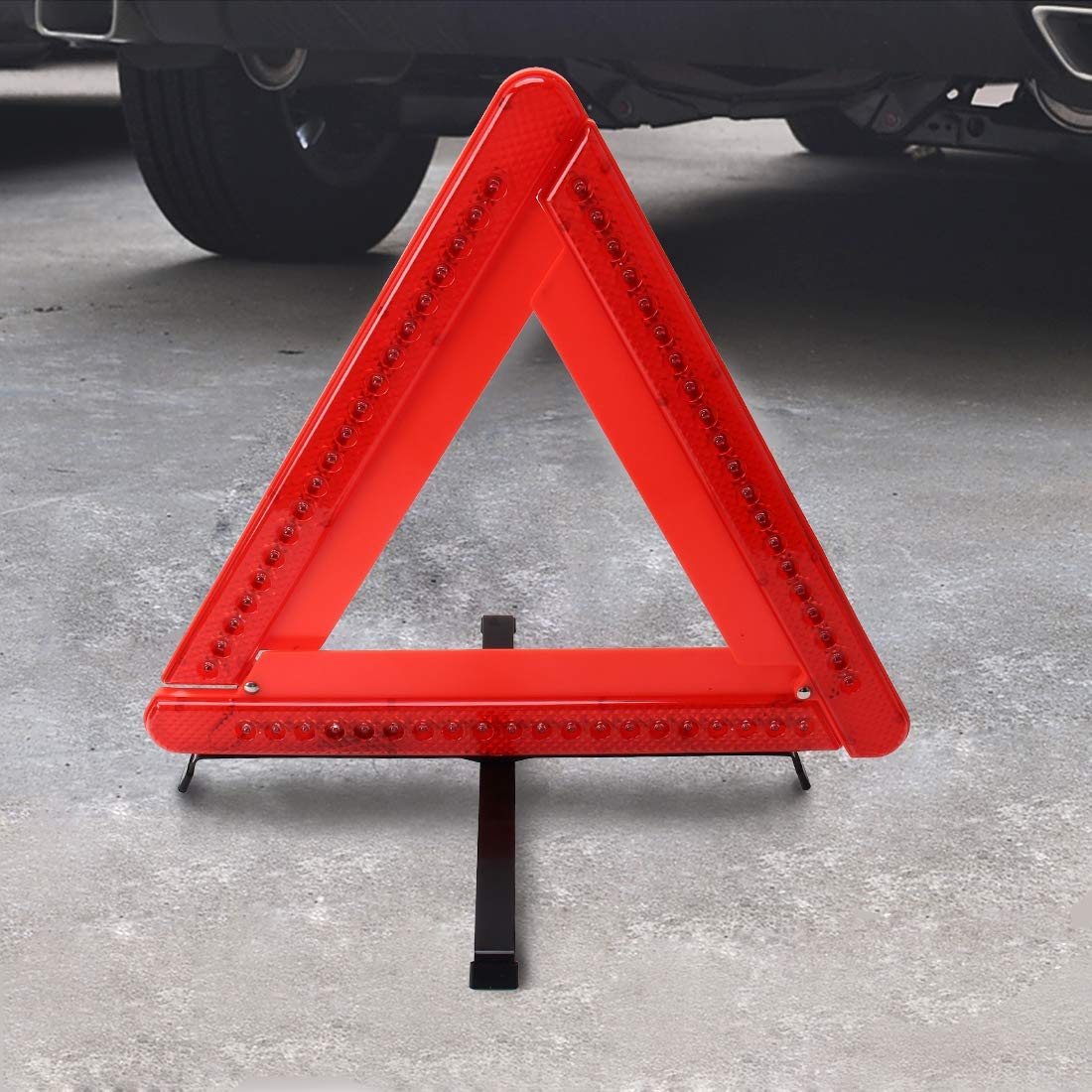 Segnale Emergenza Stradale Triangolo Di Segnalazione Pieghevole Per Auto - Riflettente, 43x43x43 Cm | Conforme ECE | Per Emergenze Stradali | Con Custodia Sicurezza Auto