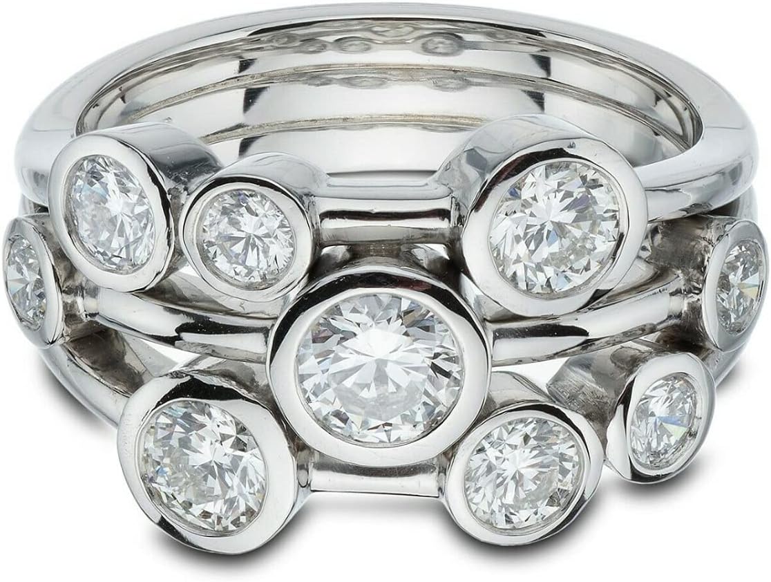 DIVOUR DIAMONDS2.00 ct Round Diamond Bubble Raindance Ring, 18k white gold
