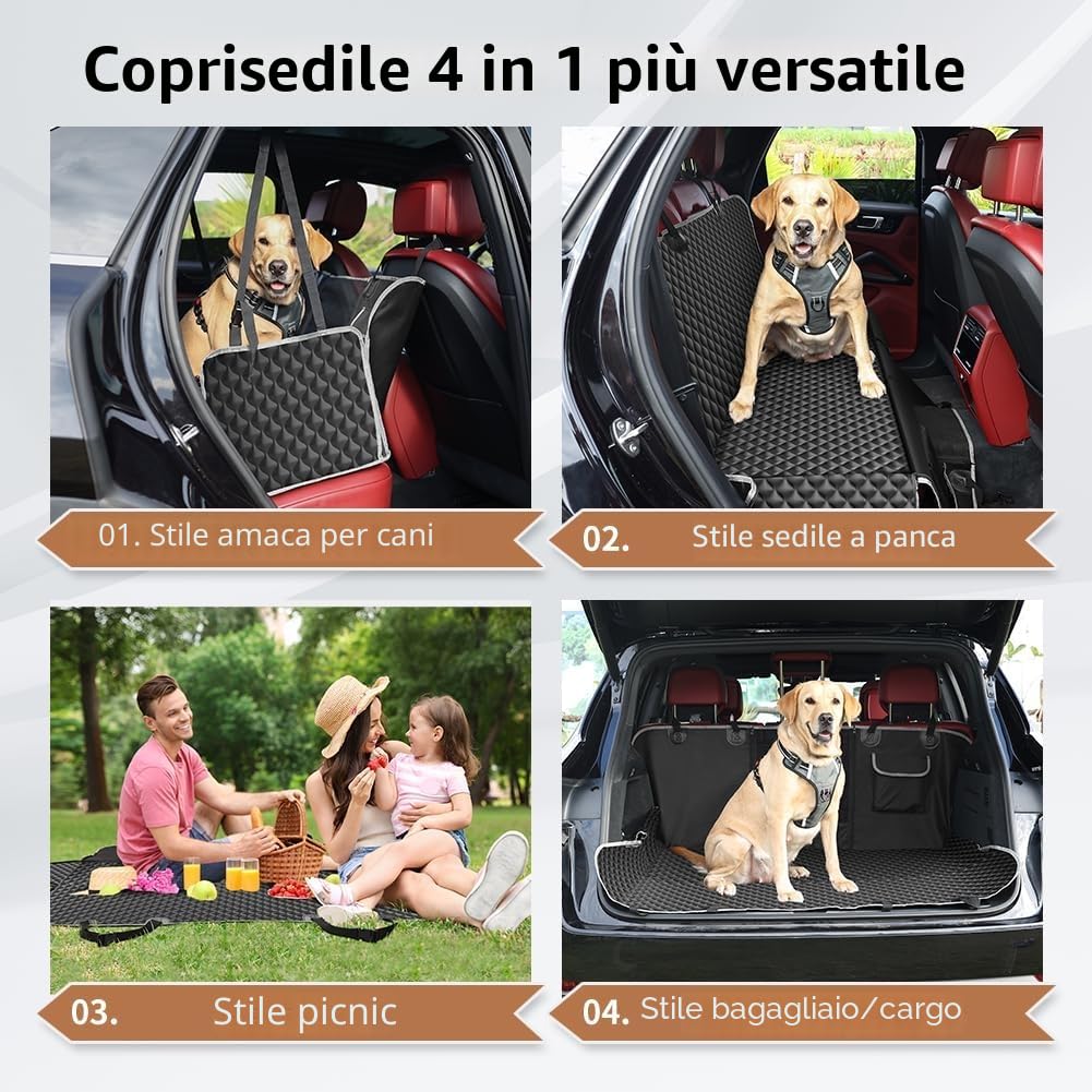 KYG Coprisedile Auto per Cani, Coprisedili Posteriore per Cani Impermeabile Antiscivolo con Finestre a Maglie, Protezione per sedile per animali per Auto SUV 135x140cm